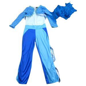Disney Descendants The Rise of Red Chloe Costume Kids Small Blue Stretch w/ Wig